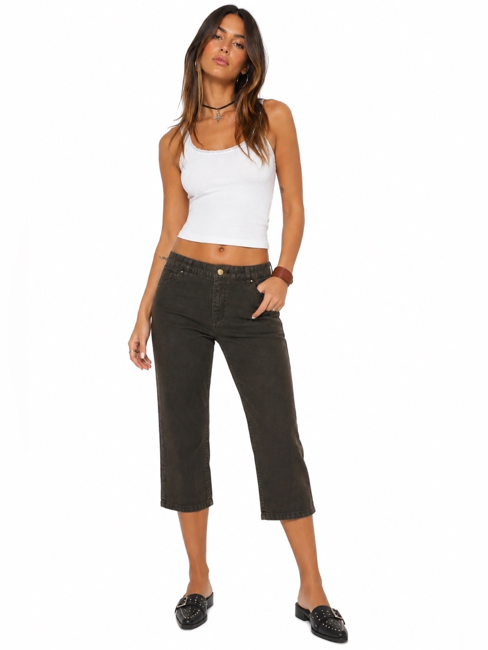 Y2K Vintage Black Denim Cotton Capris Size 4